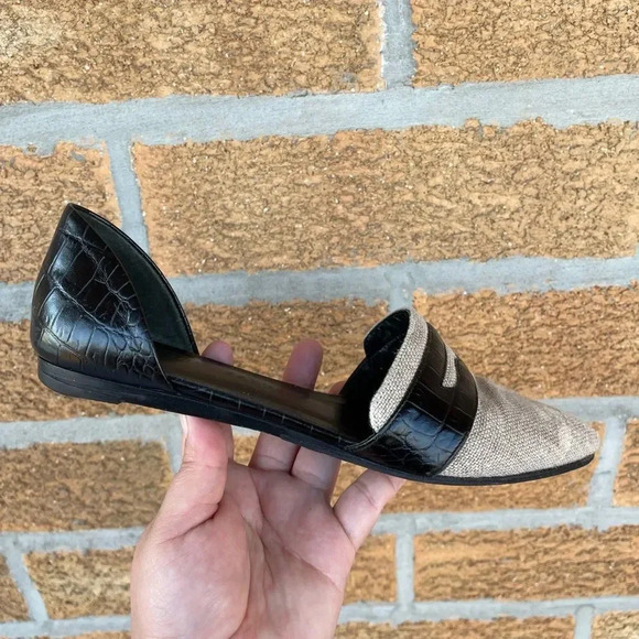 Jenni kayne Penny Loafer D’Orsay Flats in Woven Natural/Black, 6.5 - Picture 6 of 8